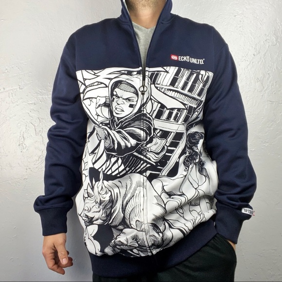 Ecko zip Jacket Sz Small oversized Hip Hop - Picture 3 of 16